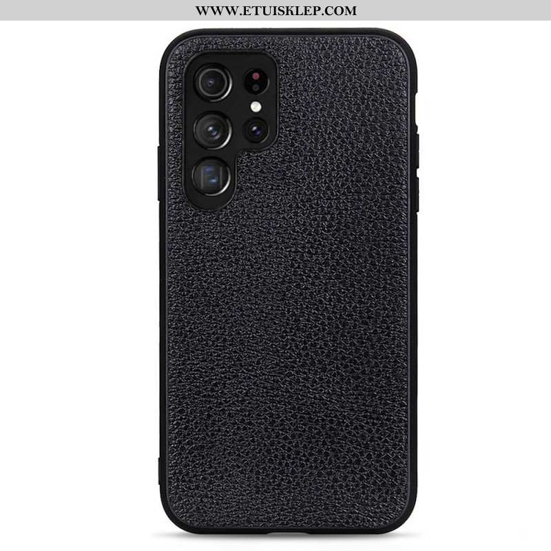 Etui do Samsung Galaxy S22 Ultra 5G Prawdziwa Skóra Litchi